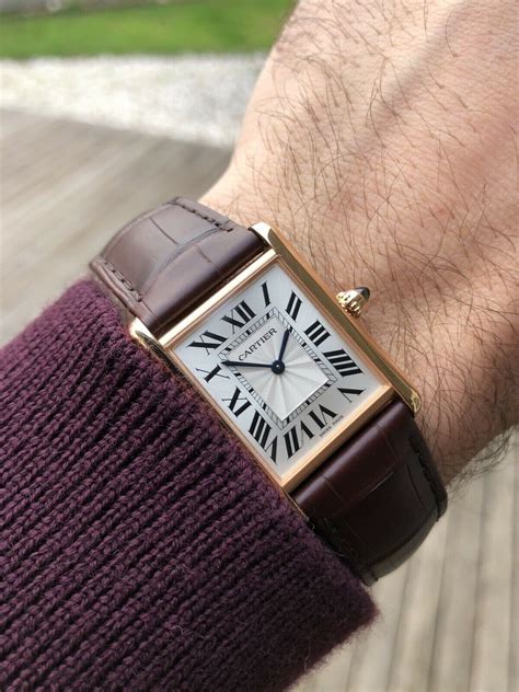 cartier tank watch rose gold|cartier gold tank watch price.